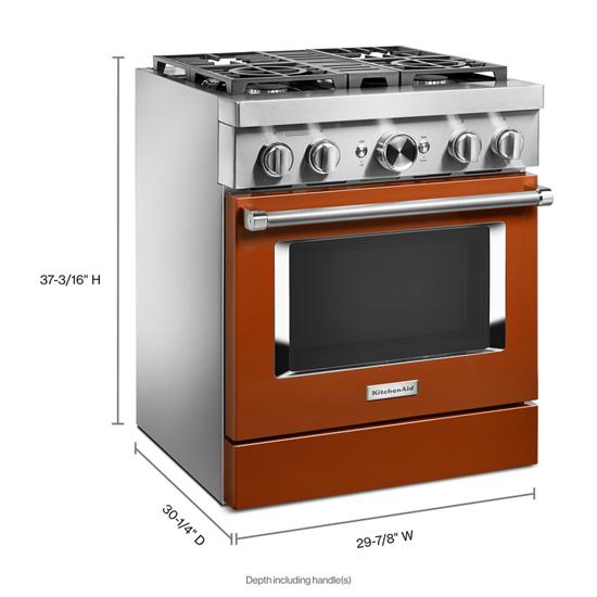 Model: KFDC500JSC | KitchenAid KitchenAid® 30'' Smart Commercial-Style Dual Fuel Range with 4 Burners