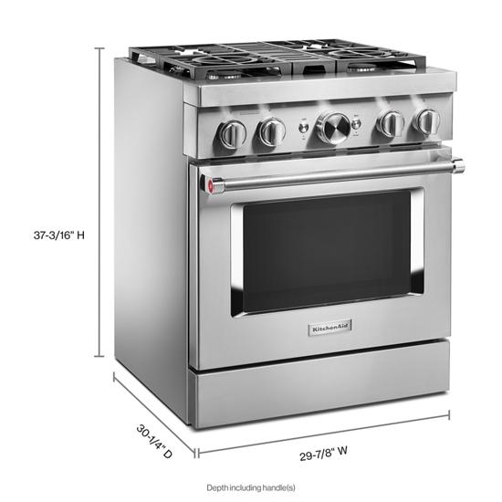 Model: KFDC500JSS | KitchenAid KitchenAid® 30'' Smart Commercial-Style Dual Fuel Range with 4 Burners