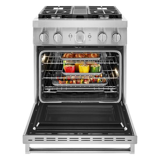 Model: KFDC500JSS | KitchenAid KitchenAid® 30'' Smart Commercial-Style Dual Fuel Range with 4 Burners
