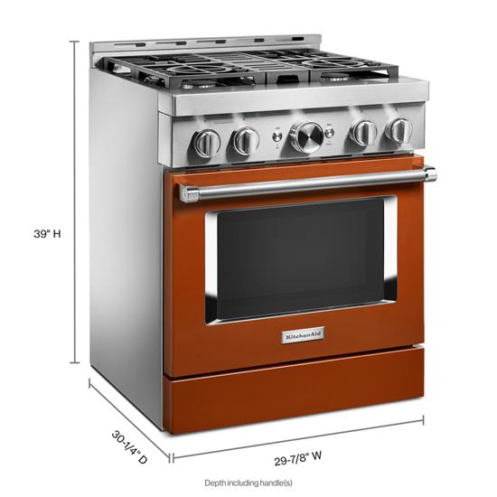 Model: KFGC500JSC | KitchenAid KitchenAid® 30'' Smart Commercial-Style Gas Range with 4 Burners