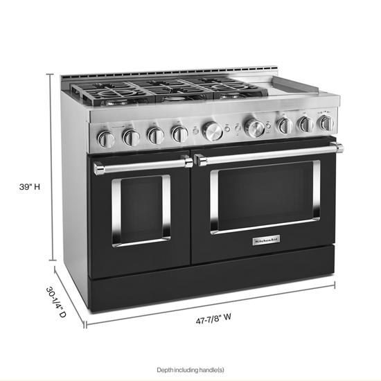 Model: KFGC558JBK | KitchenAid KitchenAid® 48'' Smart Commercial-Style Gas Range with Griddle