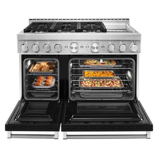 Model: KFGC558JBK | KitchenAid KitchenAid® 48'' Smart Commercial-Style Gas Range with Griddle