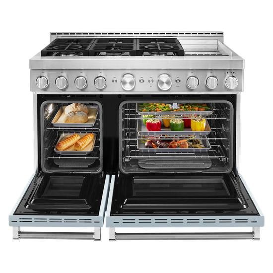 Model: KFGC558JMB | KitchenAid KitchenAid® 48'' Smart Commercial-Style Gas Range with Griddle