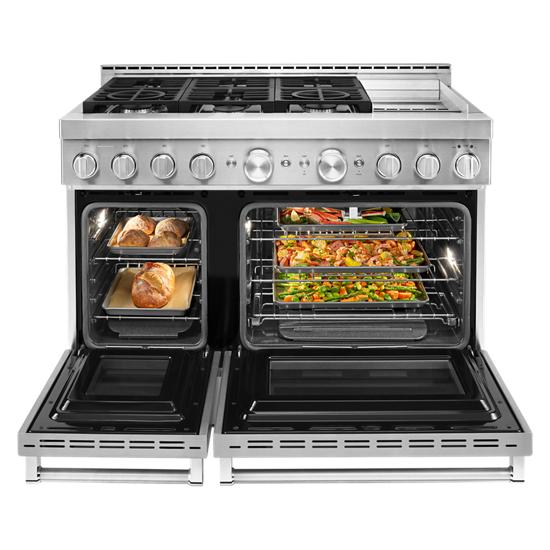 Model: KFGC558JSS | KitchenAid KitchenAid® 48'' Smart Commercial-Style Gas Range with Griddle
