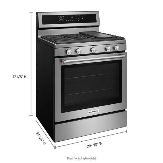 Model: KFGG500ESS | KitchenAid 30-Inch 5-Burner Gas Convection Range
