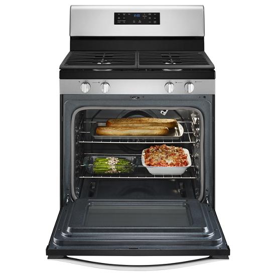 Model: WFG520S0FS | Whirlpool 5.0 cu. ft. Front Control Gas Range with Fan Convection Cooking