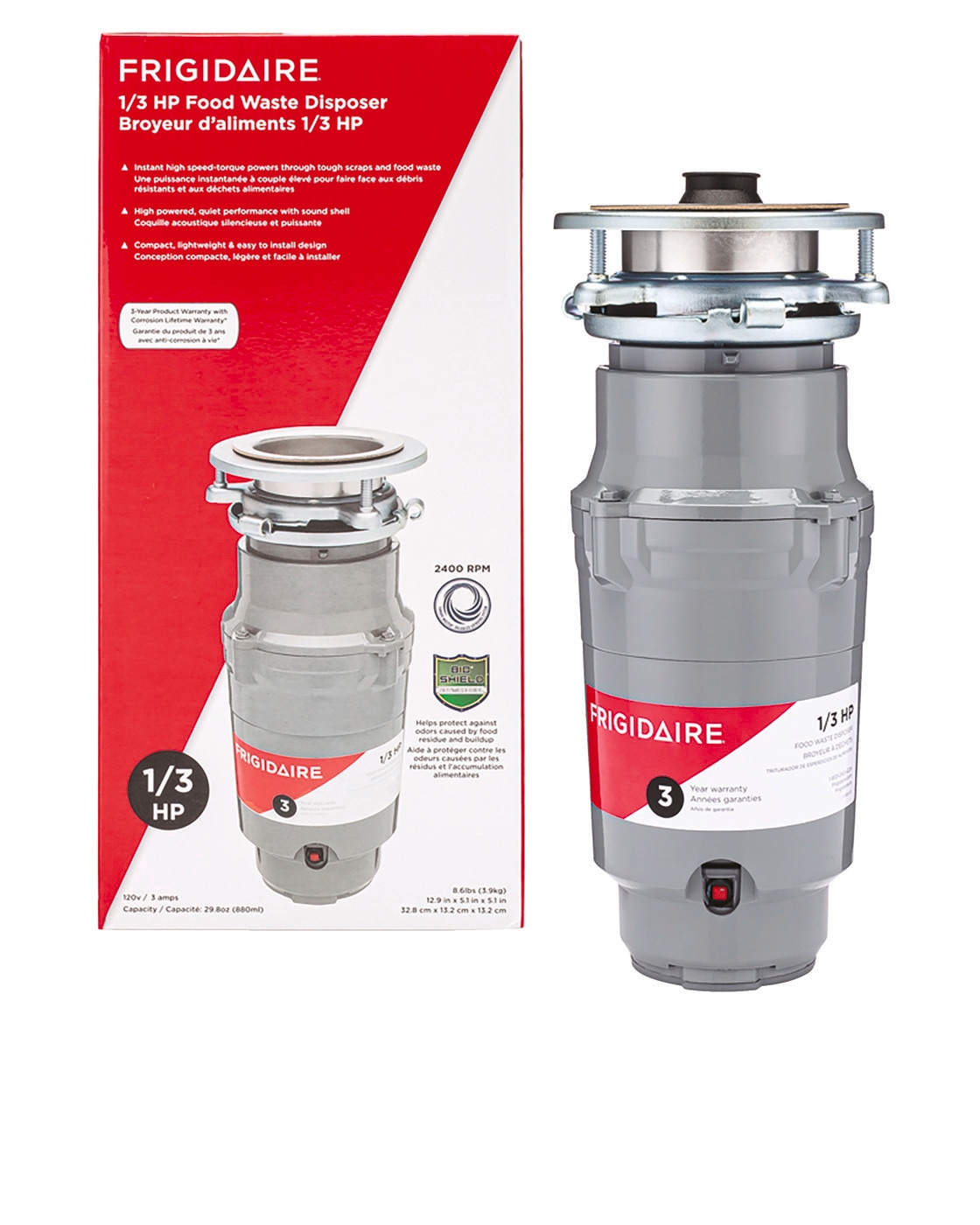 Model: FF03DISPD1 | Frigidaire 1/3HP Direct Wire Disposer