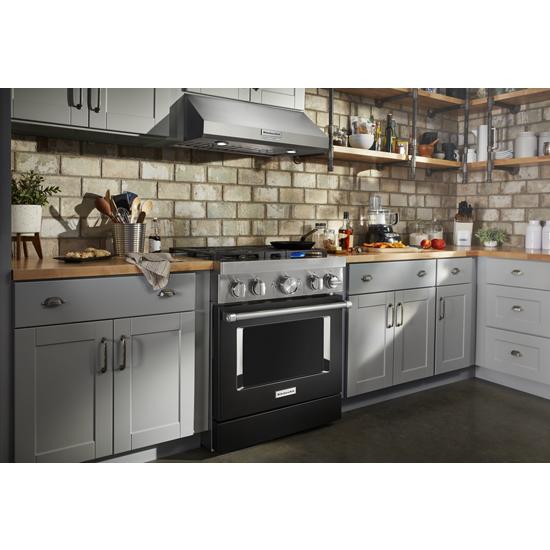 Model: KFDC500JBK | KitchenAid KitchenAid® 30'' Smart Commercial-Style Dual Fuel Range with 4 Burners