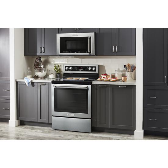 Model: KFEG504KPS | KitchenAid 30-Inch 5 Element Electric Convection Range with PrintShield™ Finish