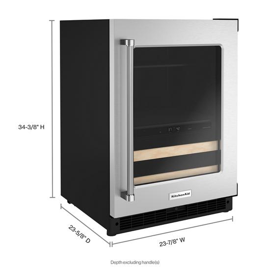 KitchenAid KUBR214KSB 24" Beverage Center with Glass Door and Wood