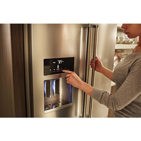 Model: KRFF577KPSSD | KitchenAid 26.8 Cu. Ft. Standard-Depth French Door Refrigerator with Exterior Ice and Water Dispenser