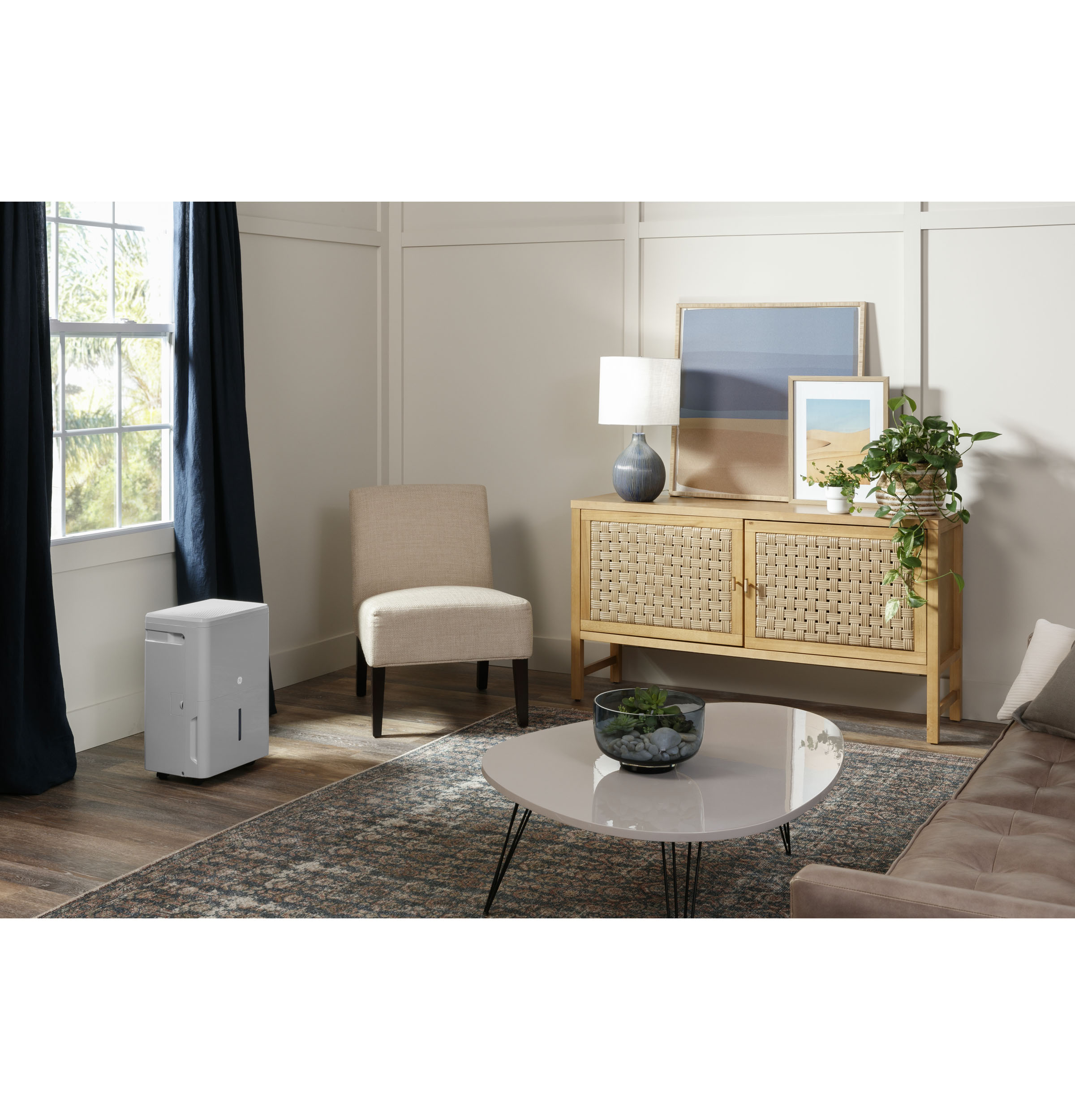 Model: ADHL50LB | GE GE® ENERGY STAR® 50 Pint Portable Dehumidifier with Smart Dry for Wet Spaces