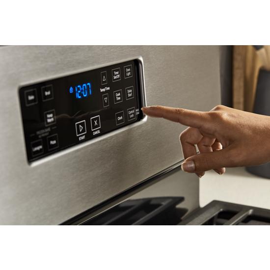 Model: WFG505M0MS-OB | Whirlpool 5.1 Cu. Ft. Freestanding Gas Range with Edge to Edge Cooktop