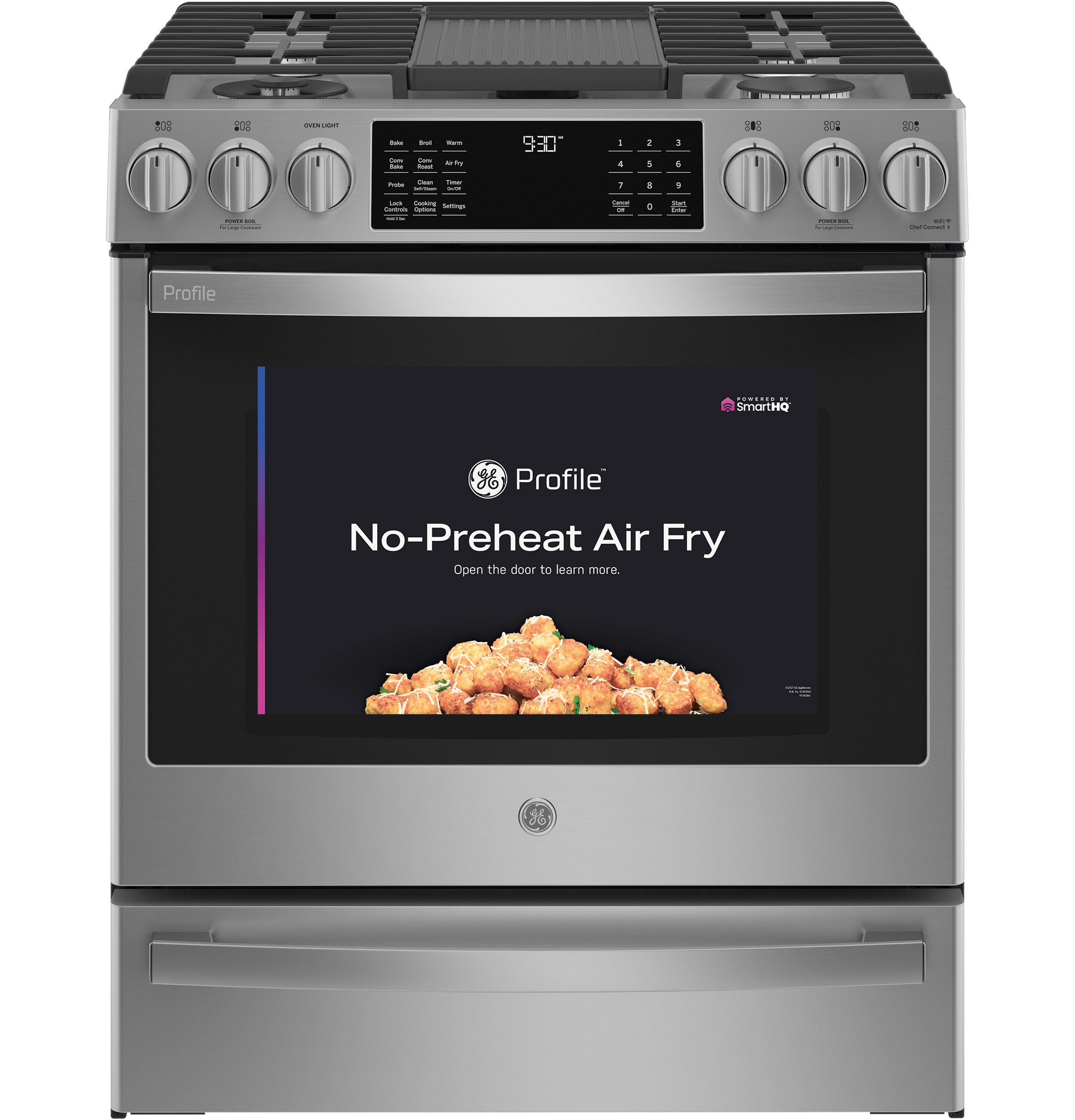 Model: PGS930YPFS | GE Profile GE Profile™ 30" Smart Slide-In Front-Control Gas Fingerprint Resistant Range with No Preheat Air Fry