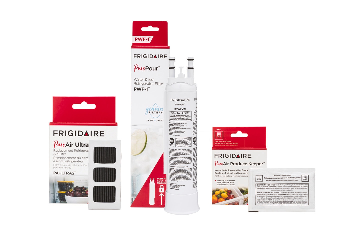 FPPWFU01, PAULTRA2, and FRPFUFV2 Water and Air Filter Combo Kit with  Produce Saver White-FRIGCOMBO12