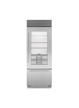 Model: CL3050UG/S/P/L | Sub-Zero 30" Classic Over-and-Under Refrigerator/Freezer with Glass Door