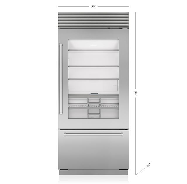 Model: CL3650UG/S/T/L | Sub-Zero 36" Classic Over-and-Under Refrigerator/Freezer with Glass Door