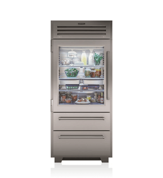 Model: PRO3650G/RH | Sub-Zero 36" PRO Refrigerator/Freezer with Glass Door