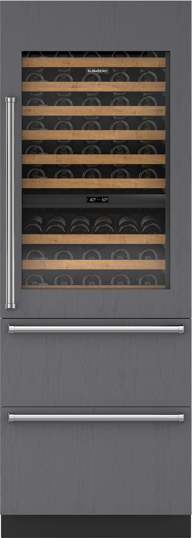 Model: IW-30RA-LH | Sub-Zero 30" Designer Wine Storage with Refrigerator Drawers - Panel Ready