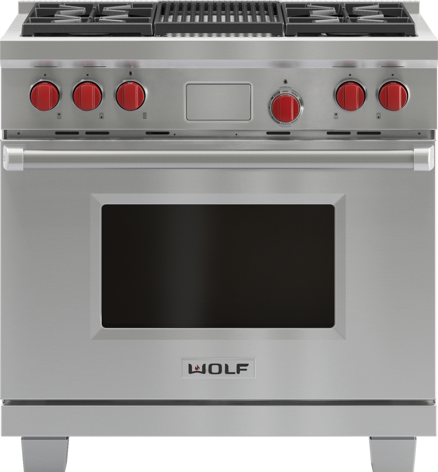 Model: DF364C-LP | Wolf Legacy Model - 36" Dual Fuel Range - 4 Burners and Infrared Charbroiler