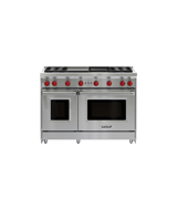 Model: GR484CG-LP | Wolf 48" Gas Range - 4 Burners, Infrared Charbroiler and Infrared Griddle