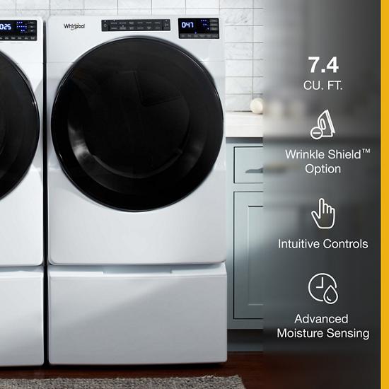 Model: WGD5605MW-SD | Whirlpool 7.4 Cu. Ft. Gas Wrinkle Shield Dryer