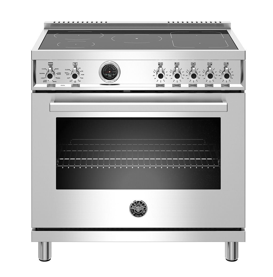 Bertazzoni 36" Professional Series range - Electric self clean oven - 5 induction zones