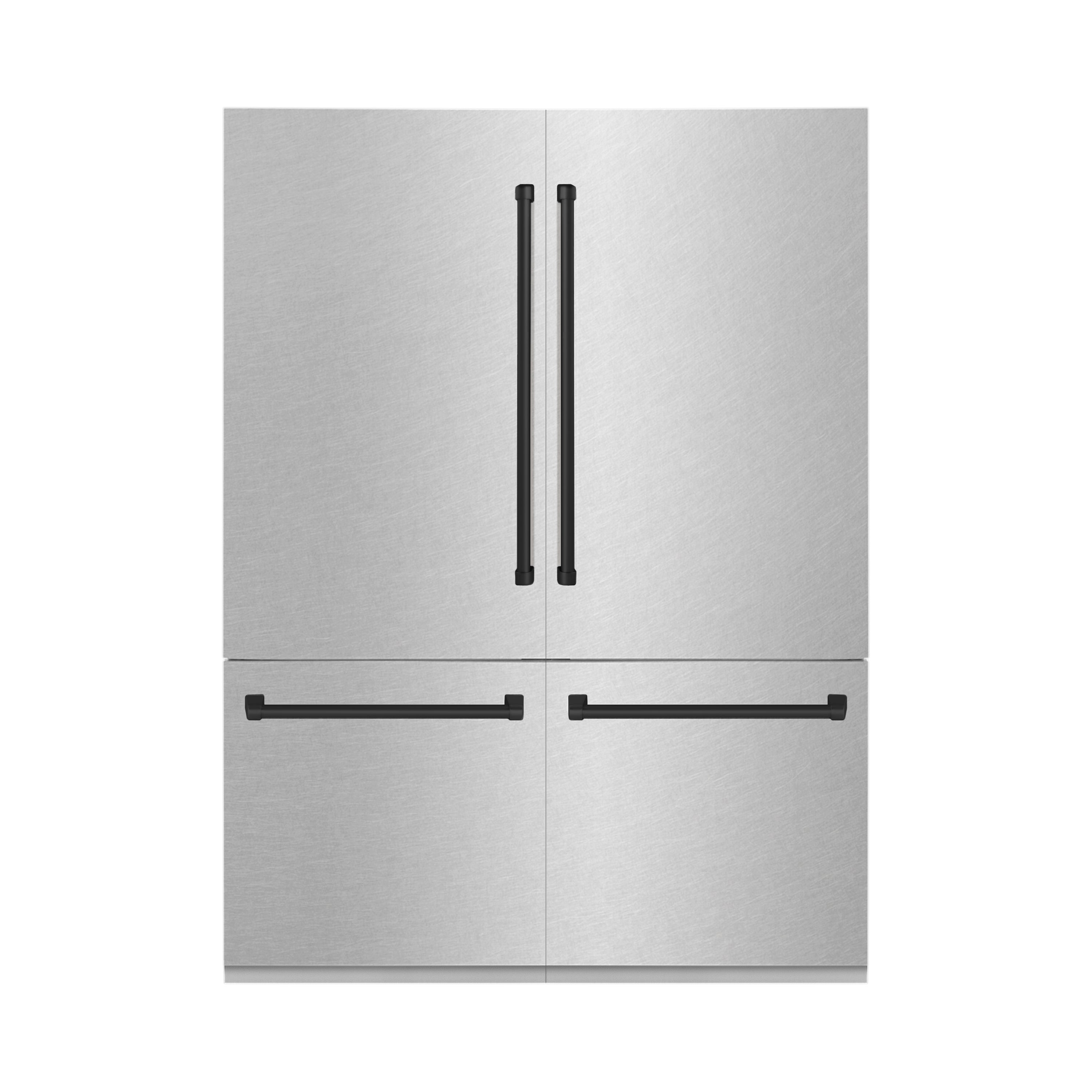 ZLINE ZLINE Autograph Edition 60 in. 32.2 cu. ft. French Door Built-In Bottom Freezer Refrigerator with Water Dispenser and Ice Maker in DuraSnow Stainless Steel with Matte Black Accents (RBIVZ-SN-60-MB)