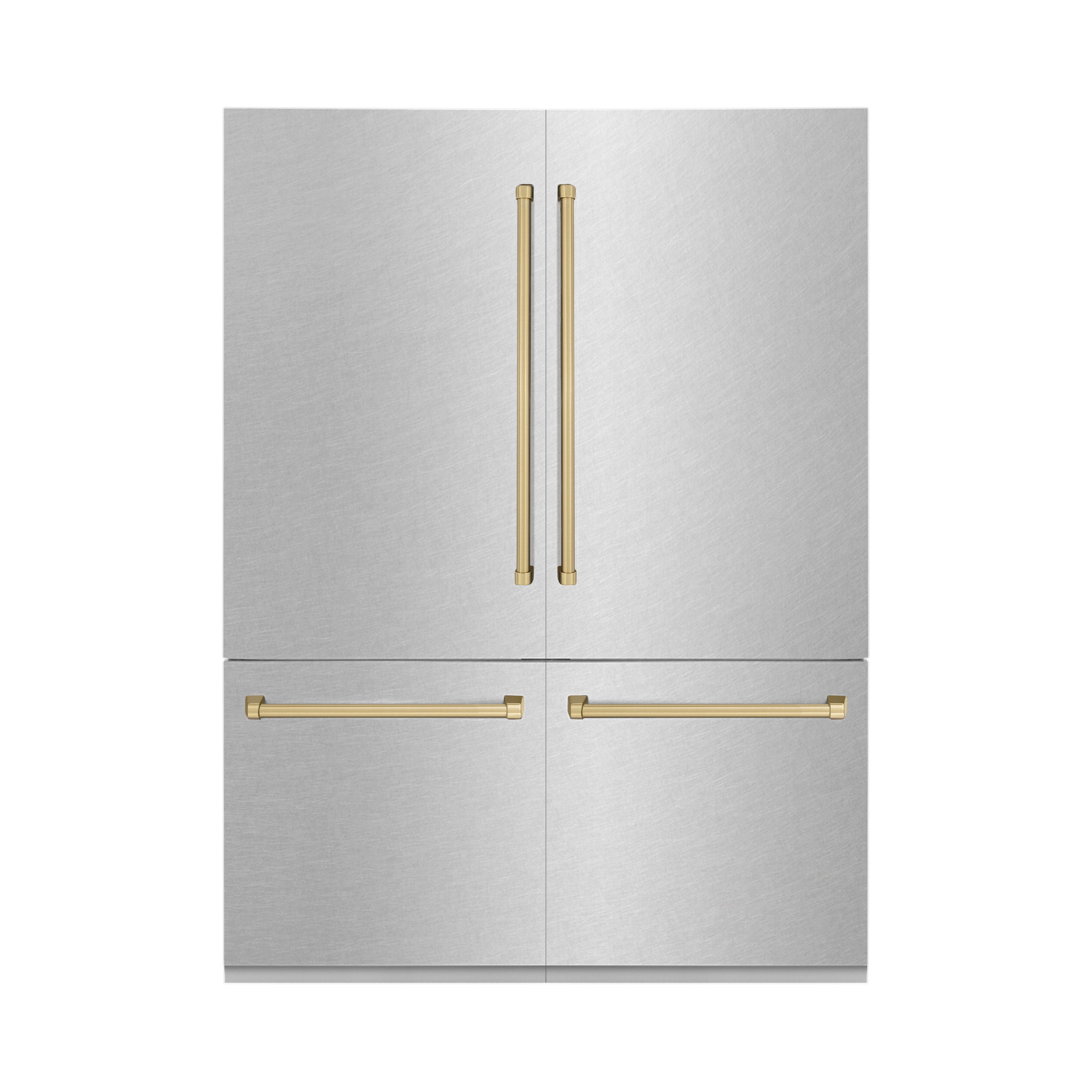 ZLINE ZLINE Autograph Edition 60 in. 32.2 cu. ft. French Door Built-In Bottom Freezer Refrigerator with Water Dispenser and Ice Maker in DuraSnow Stainless Steel with Champagne Bronze Accents (RBIVZ-SN-60-CB)