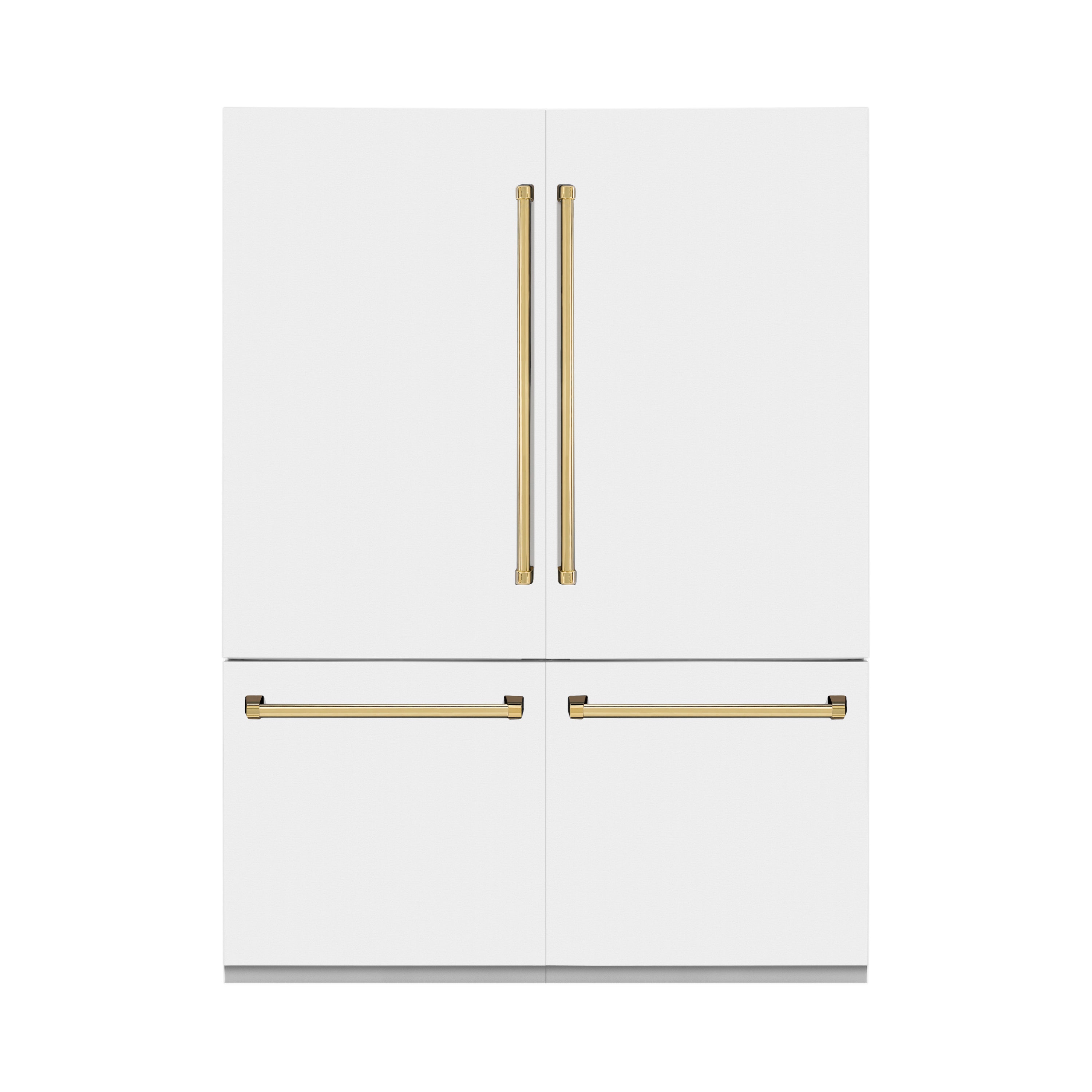 ZLINE 60 Autograph Edition 32.2 Cu. ft. Built-In 4-Door French Door Refrigerator with Internal Water and Ice Dispenser in White Matte with Champagne