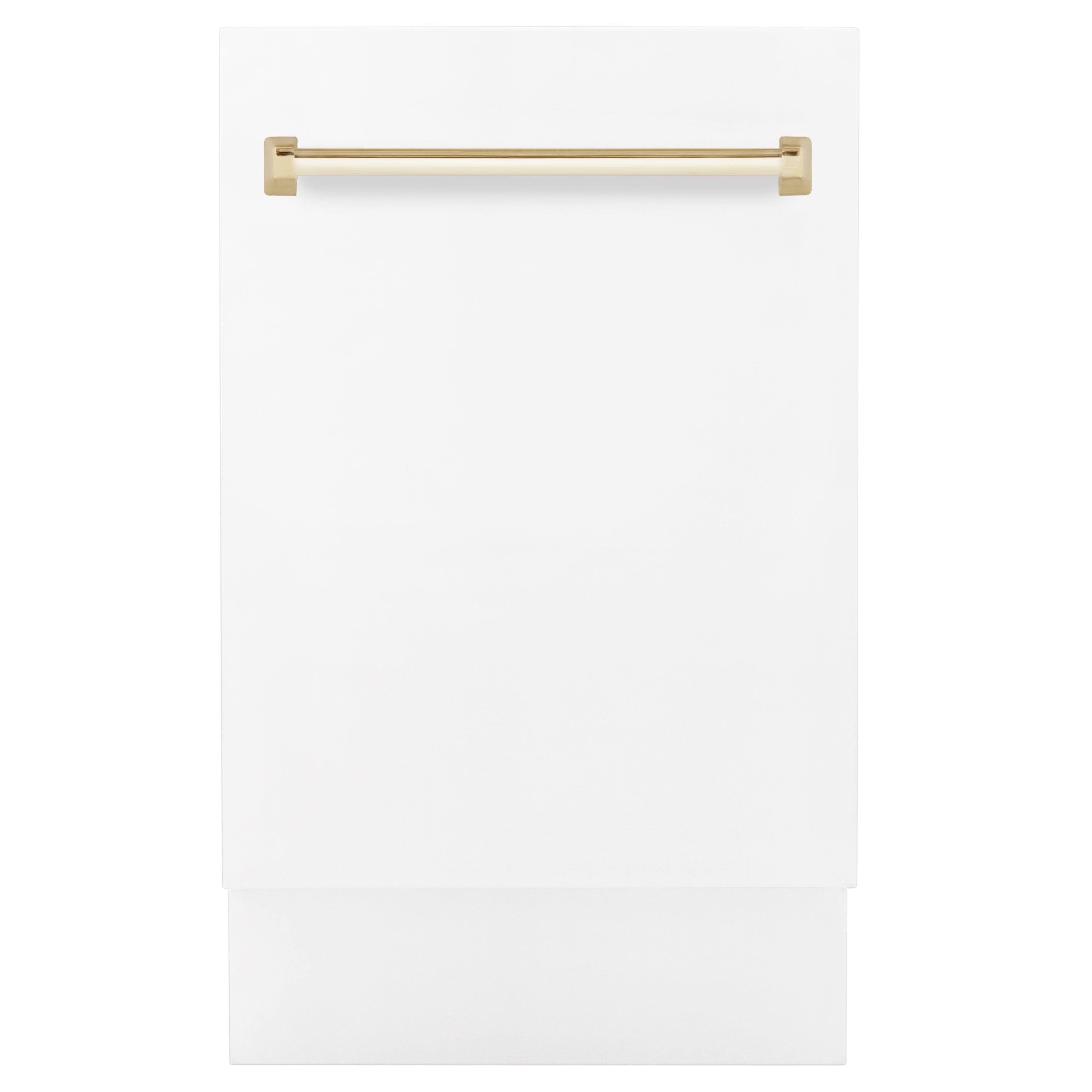 Model: DWVZ-WM-18-G | ZLINE ZLINE Autograph Edition 18" Compact 3rd Rack Top Control Dishwasher in White Matte with Accent Handle, 51dBa (DWVZ-WM-18)