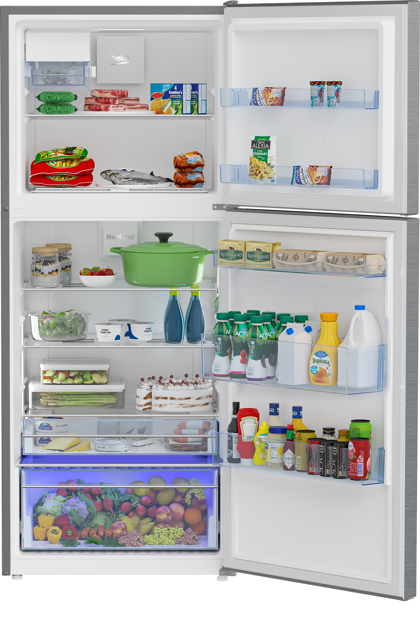 Model: BFTF2716SSIM | Beko 28" Freezer Top Stainless Steel Refrigerator with Auto Ice Maker