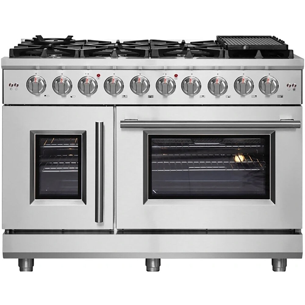 Forno 48" / 4.3 CF Gas Range, French Door, Convection, AirFry, Brass Burner