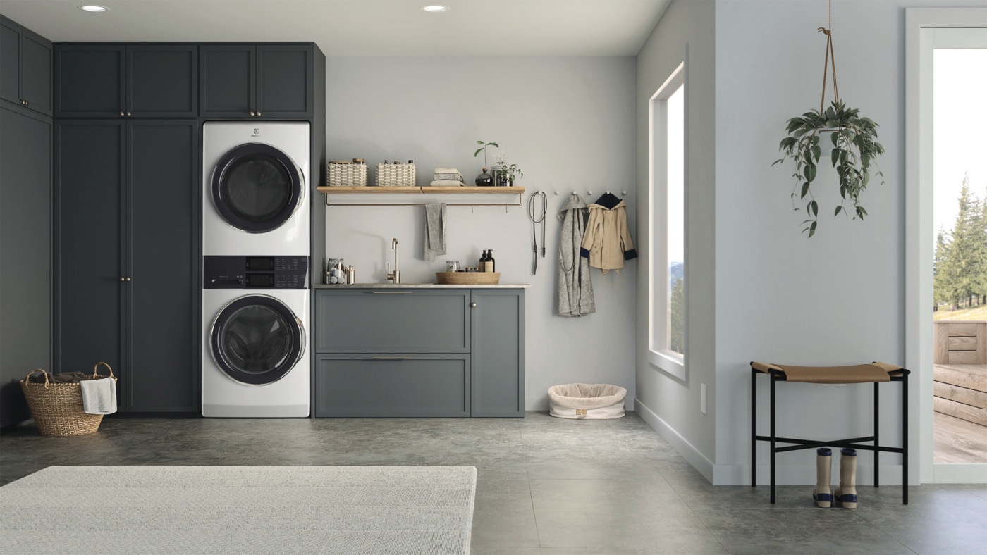 Model: ELTE7600AW - S/D | Electrolux Laundry Tower™ Single Unit Front Load 4.5 Cu. Ft. Washer & 8 Cu. Ft. Electric Dryer