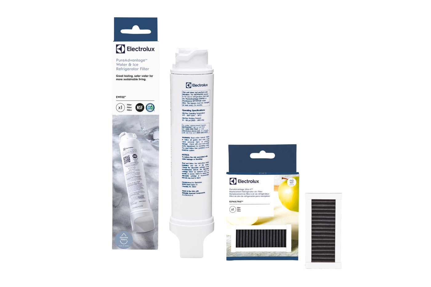 FPPWFU01, PAULTRA2, and FRPFUFV2 Water and Air Filter Combo Kit with  Produce Saver White-FRIGCOMBO12