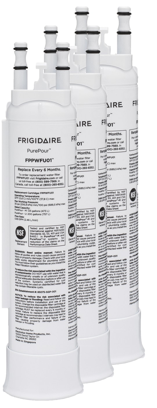 Model: FPPWFU013PAK | Frigidaire PurePour™ Water and Ice Refrigerator Filter PWF-1™ - Set of 3