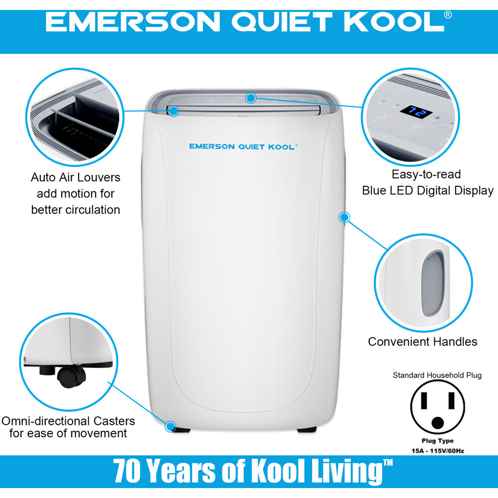 Model: EAPE14RSD1 | Emerson Quiet Kool 14000 BTU Heat/Cool Portable Air Conditioner with Wifi Controls