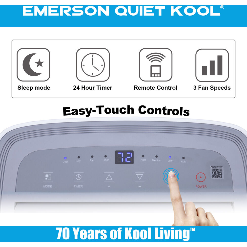 Model: EAPE14RSD1 | Emerson Quiet Kool 14000 BTU Heat/Cool Portable Air Conditioner with Wifi Controls