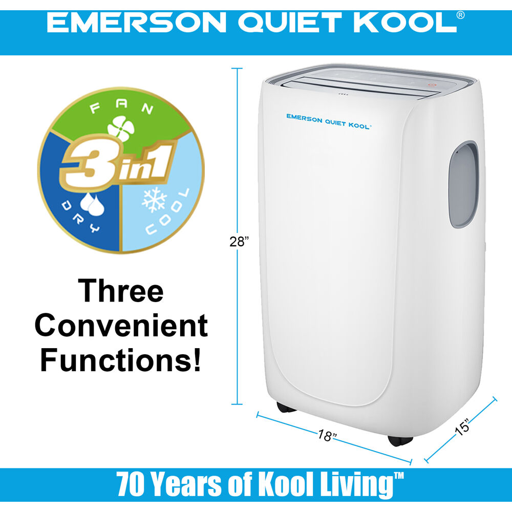 Model: EAPE14RSD1 | Emerson Quiet Kool 14000 BTU Heat/Cool Portable Air Conditioner with Wifi Controls