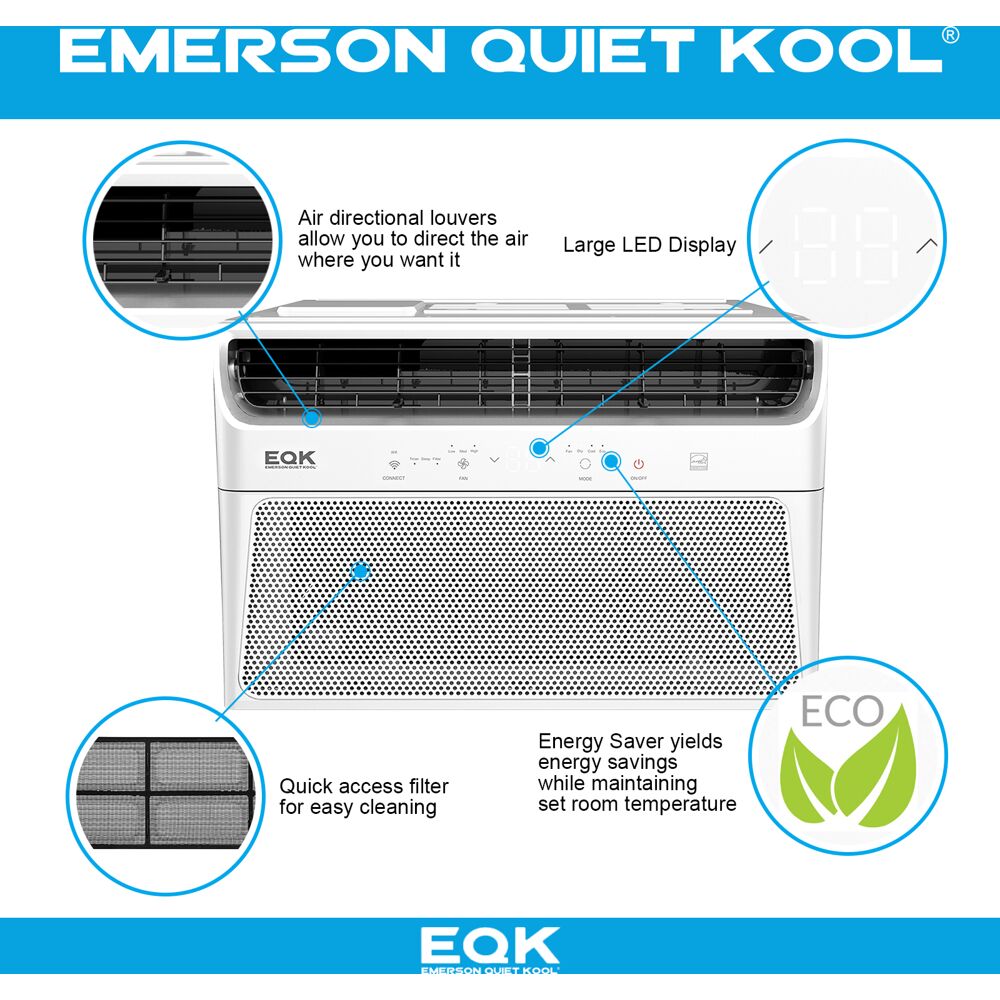 Model: EARC10RSE1H | Emerson Quiet Kool 10000BTU Window Air Conditioner with Wifi Controls