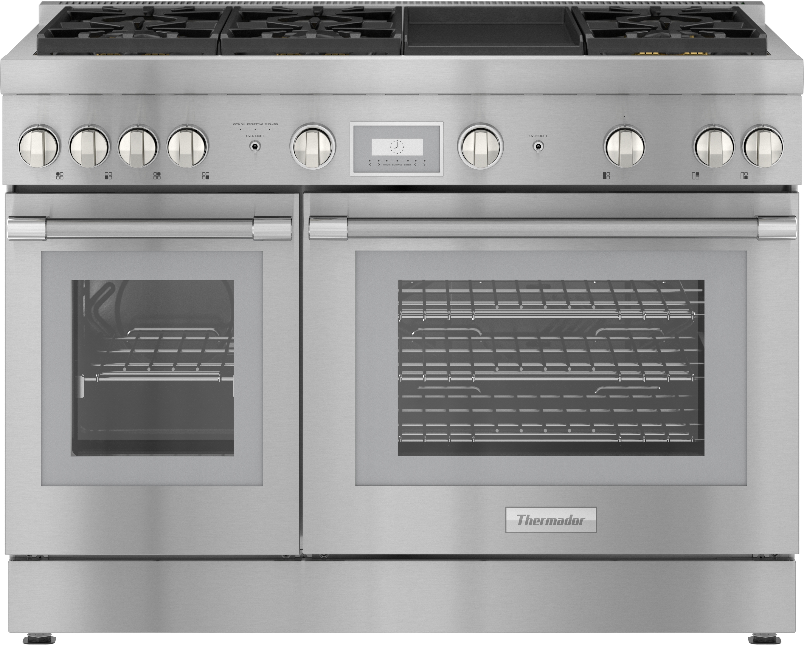 Viking 5 Series 48 in. 5.7 cu. ft. Double Oven Freestanding Gas Range with  6 Sealed Burners & Griddle - Stainless Steel