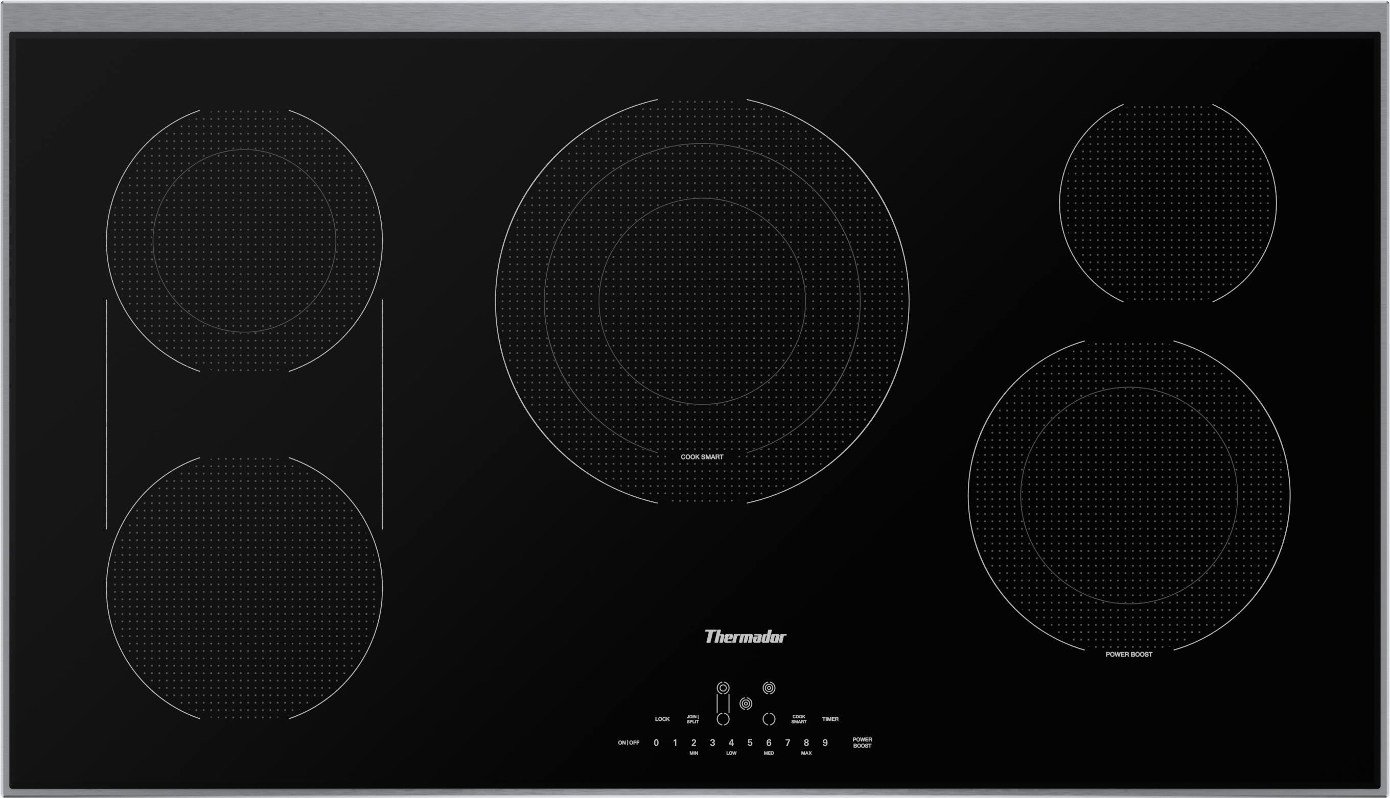 Thermador Touch Control Electric Cooktop, 36'', Black, surface mount with frame