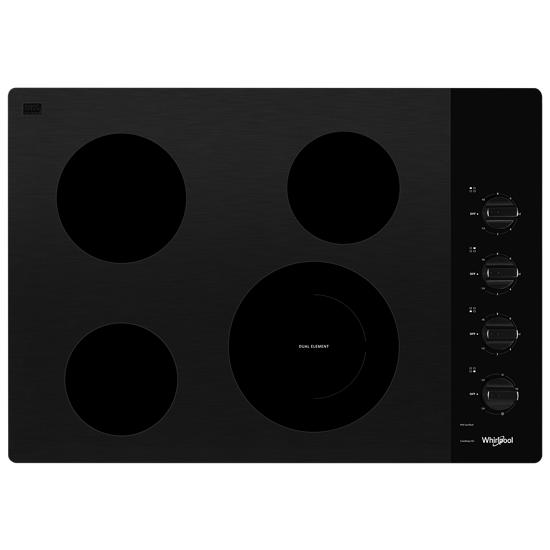 Whirlpool 30-inch Electric Ceramic Glass Cooktop with Dual Radiant Element