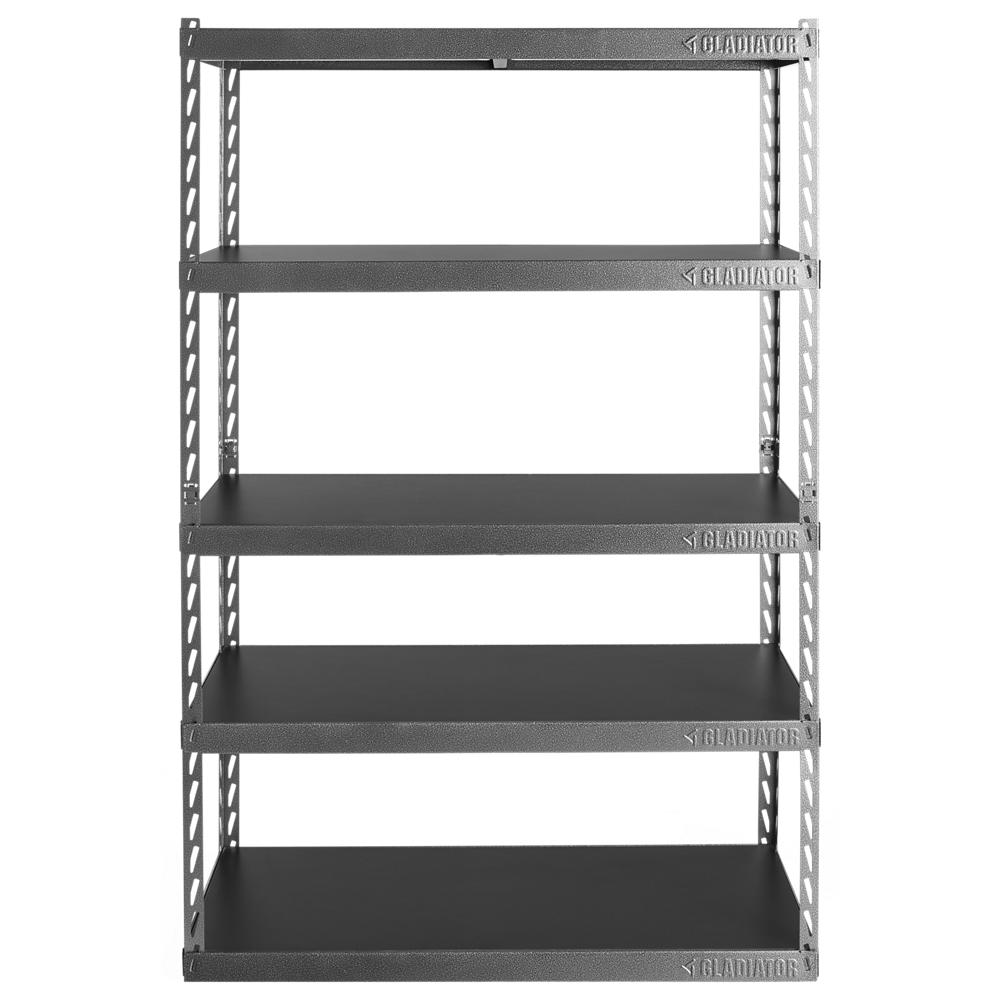 Model: GARK485TGG | Gladiator 48" Wide EZ Connect Rack with Five 18" Deep Shelves