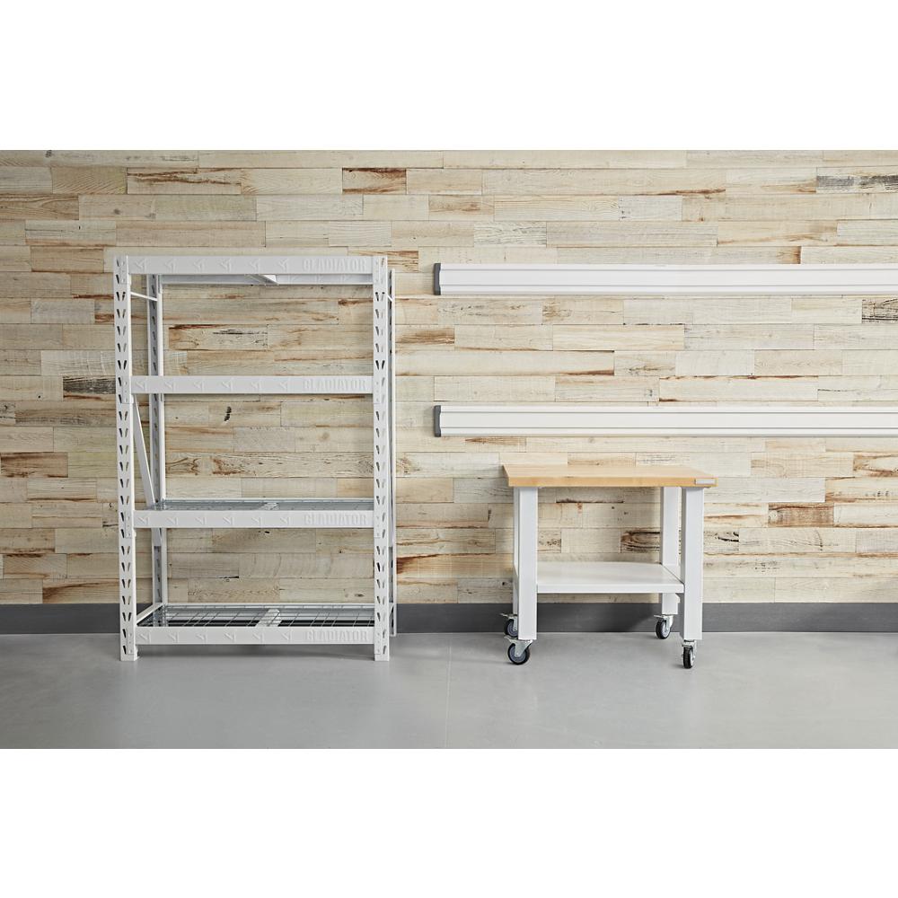 Model: GARS484TKW | Gladiator 48" Wide Heavy Duty Rack with Four 18" Deep Shelves