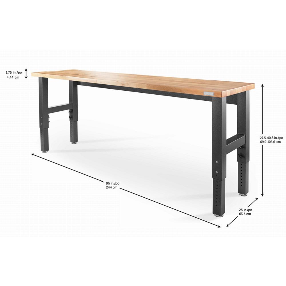 Model: GAWB08HWEG | Gladiator 8' Adjustable Height Hardwood Workbench