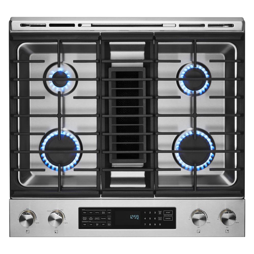Model: JDS1750ML | Jenn-Air RISE™ 30" DUAL-FUEL DOWNDRAFT SLIDE-IN RANGE