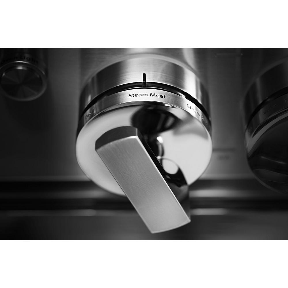 Model: JDSP536HM | Jenn-Air NOIR™ 36" Dual-Fuel Professional-Style Range with Chrome-Infused Griddle and Steam Assist