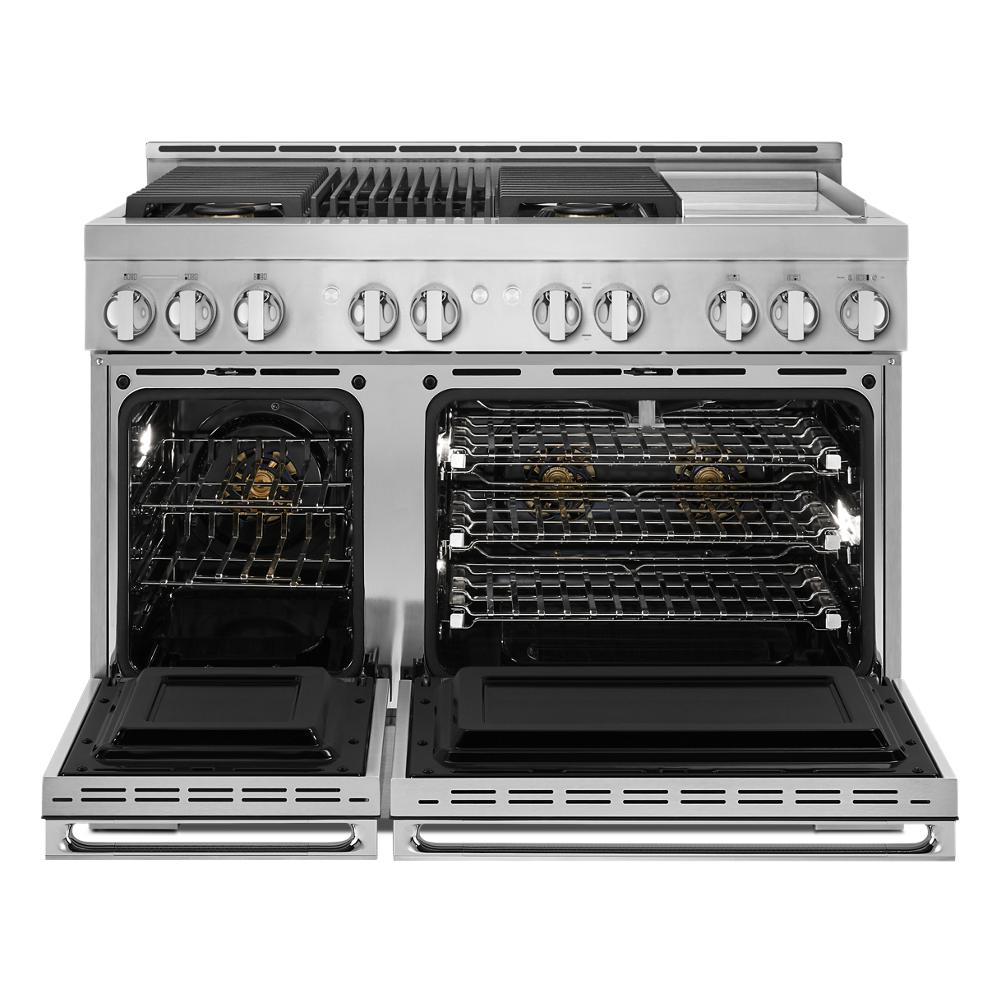 Model: JGRP748HM | Jenn-Air NOIR™ 48" Gas Professional-Style Range with Chrome-Infused Griddle and Grill