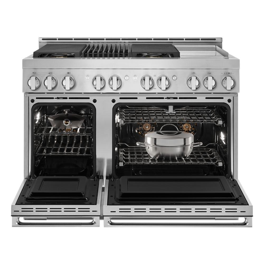 Model: JGRP748HM | Jenn-Air NOIR™ 48" Gas Professional-Style Range with Chrome-Infused Griddle and Grill